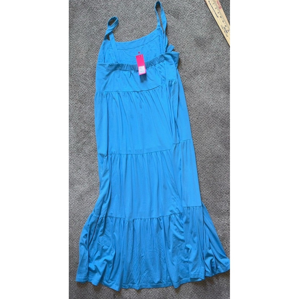 New Lilly Pulitzer Miri Midi Dress Tiered Lunar Blue Women's XL Cotton - Picture 6 of 9